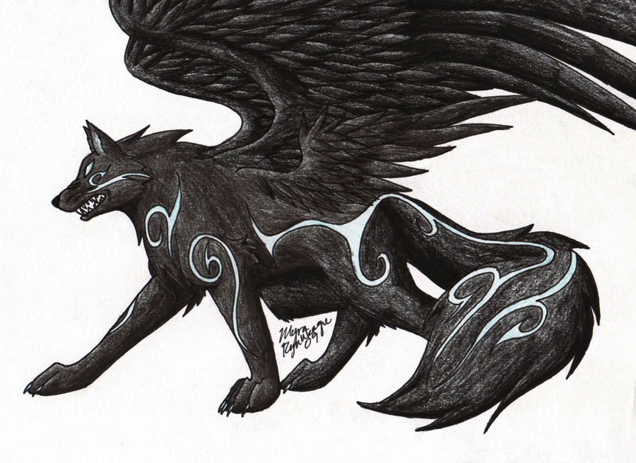 Black Wolves With White Wings.